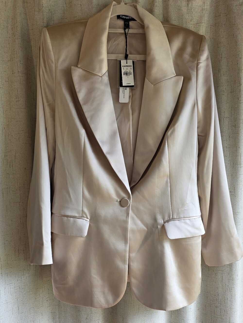 Express NWT Champagne Satin One Button Holiday Blazer L